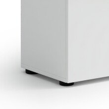 Schuhkommode >Lady< 10 Böden, weiss hochglanz / Eiche Dekor - 120x115x34 (BxHxT)