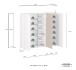 Schuhkommode >Lady< 10 Böden, weiss hochglanz / Eiche Dekor - 120x115x34 (BxHxT)