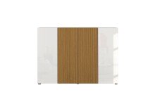 Schuhkommode >Lady< 10 Böden,  weiss hochglanz / Eiche Dekor  - 160x115x34 (BxHxT)