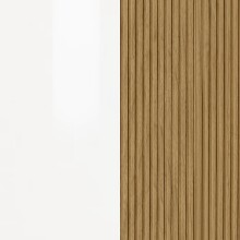 Schuhschrank >Lady< 20 Böden, weiss hochglanz / Eiche Dekor - 80x200x34 (BxHxT)