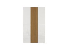 Schuhschrank >Lady< 20 Böden,  weiss hochglanz / Eiche Dekor - 120x200x34 (BxHxT)