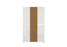 Schuhschrank >Lady< 20 Böden,  weiss hochglanz / Eiche Dekor - 120x200x34 (BxHxT)