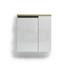 Hängeschuhschrank >Zippo< 8 Böden,  weiss hochglanz / Eiche Dekor  - 80x85x35,1cm (BxHxT)