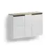Hängeschuhschrank >Zippo< 8 Böden, weiss hochglanz / Eiche Dekor - 129,7x85x35,1 (BxHxT)