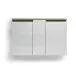 Hängeschuhschrank >Zippo< 8 Böden, weiss hochglanz / Eiche Dekor - 129,7x85x35,1 (BxHxT)