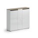 Schuhkommode >Zippo< 10 Böden, weiss hochglanz / Eiche Dekor - 129,7x113,2x35,1 (BxHxT)