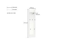 Garderobenpaneel >Zippo< 5 Haken, Ablage, weiss hochglanz / schwarz - 40x170x27,6 (BxHxT)