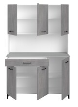 Mehrzweckschrank-Set >Malice 2< in Beton Optik hell, Weiß, Buffetschrank + Beistellschrank