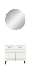 Badezimmer-Set >Riff< (2-teilig) wertige Rillenoptik Weiß / Spiegel - 70x193x34cm (BxHxT)