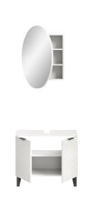 Badezimmer-Set >Riff< (2-teilig) wertige Rillenoptik Weiß / Spiegel - 70x193x34cm (BxHxT)