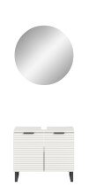 Badezimmer-Set >Riff< (2-teilig) wertige Rillenoptik Weiß / Spiegel - 70x193x34cm (BxHxT)