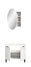 Badezimmer-Set >Riff< (2-teilig) wertige Rillenoptik Weiß / Spiegel - 70x193x34cm (BxHxT)