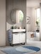 Badezimmer-Set >Riff< (2-teilig) wertige Rillenoptik Weiß / Spiegel - 70x193x34cm (BxHxT)
