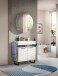 Badezimmer-Set >Riff< (2-teilig) wertige Rillenoptik Weiß / Spiegel - 70x193x34cm (BxHxT)