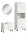 Badezimmer-Set >Riff< (3-teilig) wertige Rillenoptik Weiß / Spiegel - 155x193x34cm (BxHxT)