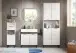 Badezimmer-Set >Riff< (3-teilig) wertige Rillenoptik Weiß / Spiegel - 155x193x34cm (BxHxT)