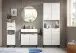 Badezimmer-Set >Riff< (3-teilig) wertige Rillenoptik Weiß / Spiegel - 155x193x34cm (BxHxT)