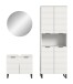Badezimmer-Set >Riff< (3-teilig) wertige Rillenoptik Weiß / Spiegel - 155x193x34cm (BxHxT)