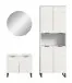 Badezimmer-Set >Riff< (3-teilig) wertige Rillenoptik Weiß / Spiegel - 155x193x34cm (BxHxT)