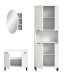 Badezimmer-Set >Riff< (3-teilig) wertige Rillenoptik Weiß / Spiegel - 155x193x34cm (BxHxT)