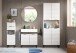 Badezimmer-Set >Riff< (3-teilig) wertige Rillenoptik Weiß / Spiegel - 155x193x34cm (BxHxT)