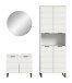 Badezimmer-Set >Riff< (3-teilig) wertige Rillenoptik Weiß / Spiegel - 155x193x34cm (BxHxT)