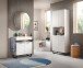 Badezimmer-Set >Riff< (3-teilig) wertige Rillenoptik Weiß / Spiegel - 155x193x34cm (BxHxT)