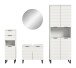Badezimmer-Set >Riff< (4-teilig) wertige Rillenoptik Weiß / Spiegel - 205x193x34cm (BxHxT)