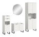 Badezimmer-Set >Riff< (4-teilig) wertige Rillenoptik Weiß / Spiegel - 205x193x34cm (BxHxT)