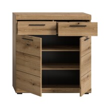 Schuhkommode >Scout< 2 Schübe, 2 Türen, in Evoke Eiche Dekor - 90x96x37cm (BxHxT)