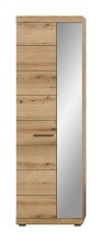 Garderobenschrank >Scout< 2 Türen, 5 Böden, Evoke Eiche Dekor / Spiegel - 62x197x37cm (BxHxT)