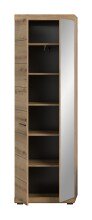 Garderobenschrank >Scout< 2 Türen, 5 Böden, Evoke Eiche Dekor / Spiegel - 62x197x37cm (BxHxT)