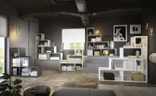Stufenregal >Partition<4 Fächer,  in kreidegrau matt  - 120x122x40 (BxHxT)