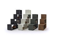 Stufenregal >Partition<4 Fächer,  in kreidegrau matt  - 120x122x40 (BxHxT)
