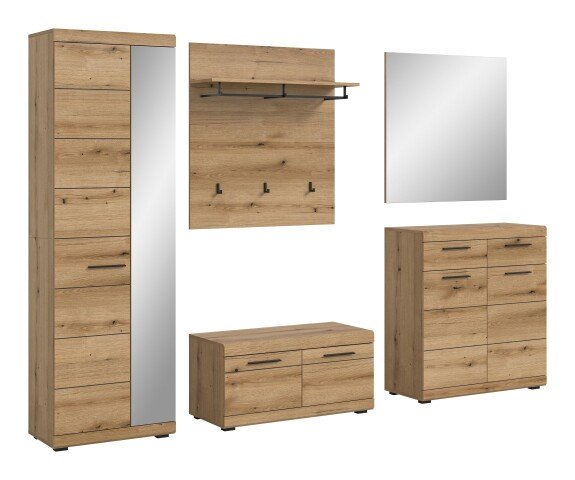 Garderoben-Set >Scout< (5-teilig) in Evoke Eiche Dekor - 272x197x40cm (BxHxT)