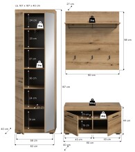 Garderoben-Set >Scout< (3-teilig) in Evoke Eiche Dekor - 167x197x40cm (BxHxT)