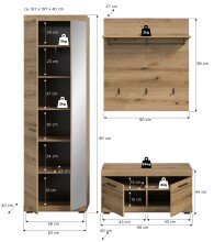 Garderoben-Set >Scout< (3-teilig) in Evoke Eiche Dekor - 167x197x40cm (BxHxT)