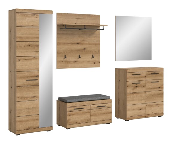 Garderoben-Set >Scout< (6-teilig) in Evoke Eiche Dekor - 272x197x40cm (BxHxT)