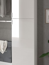 Schuhkommode >Projekt X< 2 Türen, 4 Böden, weiß / weiß hochglanz - 60x110x37cm (BxHxT)