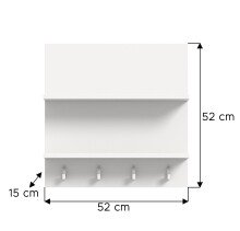 Garderobenpaneel >Projekt X< 2 Böden, 4 Haken, weiß / weiß hochglanz - 52x52x15cm (BxHxT)