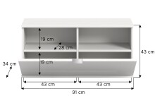 Hängeschrank >Projekt X< stehend oder hängend, weiß / weiß hochglanz - 92x42x37cm (BxHxT)
