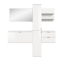 Garderoben-Set >Projekt X< in weiß / weiß hochglanz - 174x191x37cm (BxHxT)