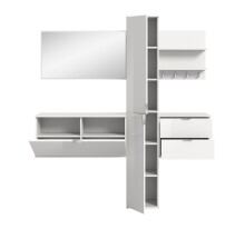 Garderoben-Set >Projekt X< in weiß / weiß hochglanz - 174x191x37cm (BxHxT)
