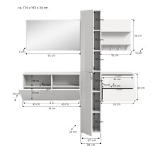 Garderoben-Set >Projekt X< in weiß / weiß hochglanz - 174x191x37cm (BxHxT)