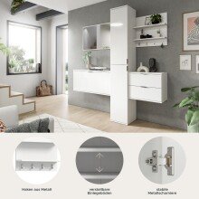 Garderoben-Set >Projekt X< in weiß / weiß hochglanz - 174x191x37cm (BxHxT)