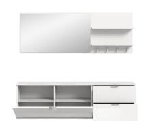 Garderoben-Set >Projekt X< in weiß / weiß hochglanz - 144x191x37cm (BxHxT)