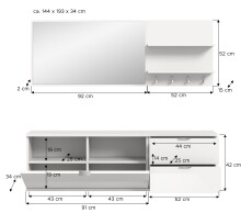 Garderoben-Set >Projekt X< in weiß / weiß hochglanz - 144x191x37cm (BxHxT)