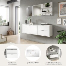 Garderoben-Set >Projekt X< in weiß / weiß hochglanz - 144x191x37cm (BxHxT)