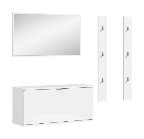 Garderoben-Set >Projekt X< in weiß / weiß hochglanz - 130x191x37cm (BxHxT)