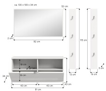 Garderoben-Set >Projekt X< in weiß / weiß hochglanz - 130x191x37cm (BxHxT)